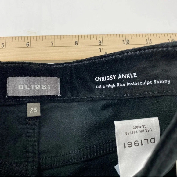 Dl 1961 Womens 25 Black Velvet Chrissy Ultra High Rise Skinny Instasculpt Pants - Picture 11 of 12